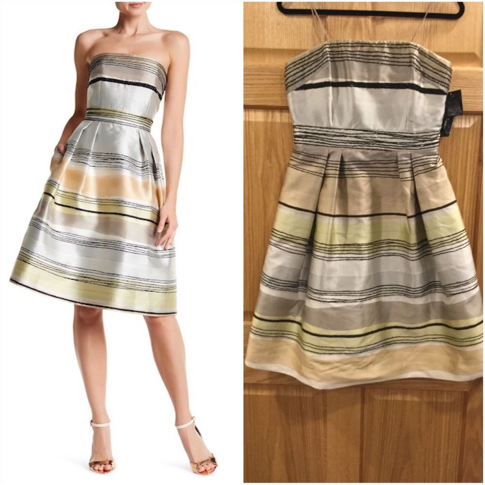 Carmen Marc Valvo Pleat Cocktail Dress